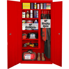 Combination Storage Cabinet, 36"W x 21"D x 72"H, Red, All-Welded