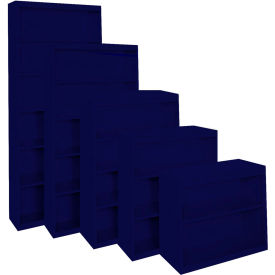 All-Welded Bookcase, 36"Wx18"Dx52"H, Navy