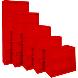 All-Welded Bookcase, 36"Wx18"Dx52"H, Red