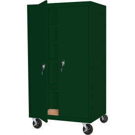 Mobile Storage Cabinet, 48"W x 24"D x 66"H, Hunter Green, All-Welded