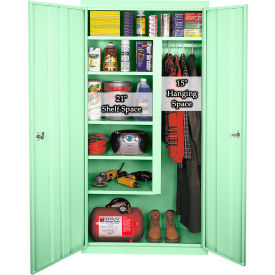 Combination Storage Cabinet, 36"W x 21"D x 72"H, Pastel Green, All-Welded