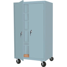 Mobile Storage Cabinet, 36"W x 24"D x 66"H, Denim Blue, All-Welded