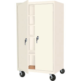 Mobile Storage Cabinet, 48"W x 24"D x 72"H, White, All-Welded