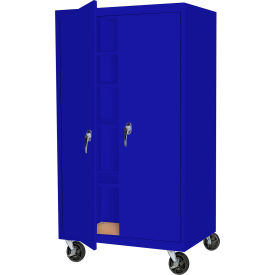 Mobile Storage Cabinet, 36"W x 24"D x 66"H, Blue, All-Welded
