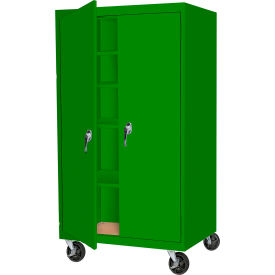 Mobile Storage Cabinet, 48"W x 24"D x 72"H, Leaf Green, All-Welded