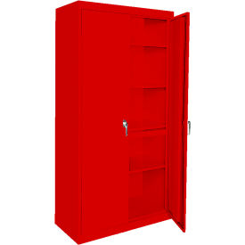All Adjustable Storage Cabinet, 36"W x 18"D x 72"H, Red, All-Welded