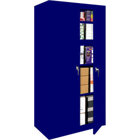 Fixed Shelf Storage Cabinet, 30"W x 15"D x 72"H, Navy, All-Welded