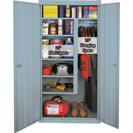 Combination Storage Cabinet, 36"W x 21"D x 72"H, Denim Blue, All-Welded