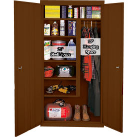 Combination Storage Cabinet, 36"W x 21"D x 72"H, Walnut, All-Welded