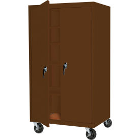 Mobile Storage Cabinet, 36"W x 24"D x 72"H, Walnut, All-Welded