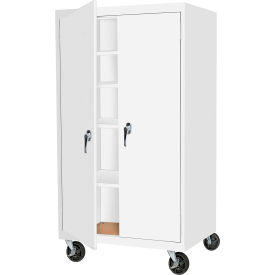 Mobile Storage Cabinet, 36"W x 24"D x 66"H, White, All-Welded