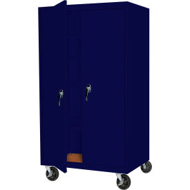 Mobile Storage Cabinet, 48"W x 24"D x 72"H, Navy, All-Welded