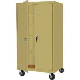Mobile Storage Cabinet, 48"W x 24"D x 66"H, Tropic Sand, All-Welded