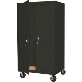 Mobile Storage Cabinet, 36"W x 24"D x 78"H, Charcoal, All-Welded