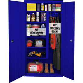Combination Storage Cabinet, 36"W x 21"D x 72"H, Blue, All-Welded