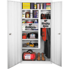 Combination Storage Cabinet, 36"W x 21"D x 72"H, White, All-Welded