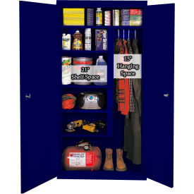 Combination Storage Cabinet, 36"W x 21"D x 72"H, Navy, All-Welded