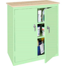 Counter Height Cabinet with Plastic Top, 36"W x 18"D x 42"H, Pastel Green