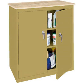 Counter Height Cabinet with Plastic Top, 36"W x 18"D x 42"H, Sand