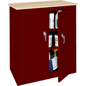 Counter Height Cabinet with Plastic Top, 36"W x 18"D x 42"H, Wine Red