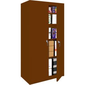 Fixed Shelf Storage Cabinet, 27"W x 15"D x 72"H, Walnut, All-Welded