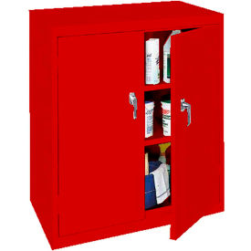 Counter Height Cabinet, 36"W x 18"D x 42"H, All-Welded, Red
