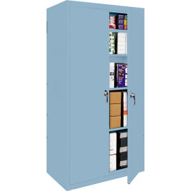 Fixed Shelf Storage Cabinet, 36"W x 18"D x 72"H, Denim Blue, All-Welded