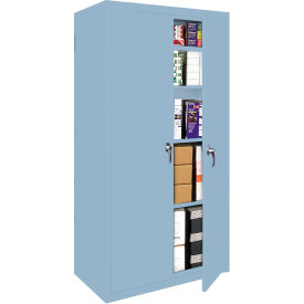 Fixed Shelf Storage Cabinet, 42"W x 18"D x 72"H, Denim Blue, All-Welded