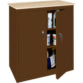 Counter Height Cabinet with Plastic Top, 36"W x 18"D x 42"H, Walnut
