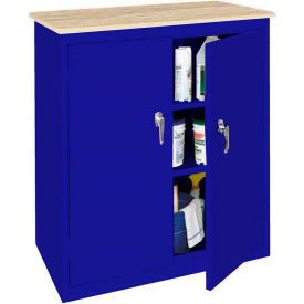 Counter Height Cabinet with Plastic Top, 36"W x 18"D x 42"H, Blue