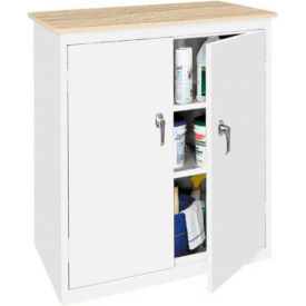 Counter Height Cabinet with Plastic Top, 36"W x 18"D x 42"H, White