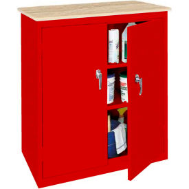 Counter Height Cabinet with Plastic Top, 36"W x 18"D x 42"H, Red