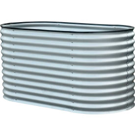 Galvanized Steel Oval Raised Planter Bed, 31.5"D x 63"W x 32.2"H, Silver