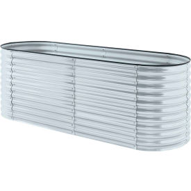 Galvanized Steel Oval Raised Planter Bed, 31.5"D x 94"W x 32.2"H, Silver
