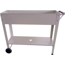 Galvanized Steel Mobile Raised Planter Cart with Wheels, 16"D x 39.3"W x 31.5"H, White