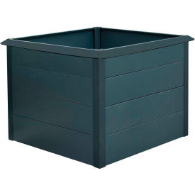 Galvanized Steel Square Raised Garden Bed with Border, 44"D x 44"W x 30"H, Gray
