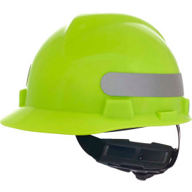 V-Gard Slotted Cap With Fas-Trac III Suspension, Yellow-Green With Silver Stripe