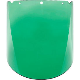 V-Gard Visor, PC, Green Tint, Molded, 10.375"W x 17"L x .098"H, Anti-Fog/Anti-Scratch