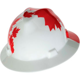 V-Gard® Canadian Freedom Slotted Protective Hat, White With Red Maple Leaf