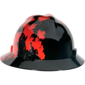 V-Gard Canadian Freedom Slotted Protective Hat, Black With Red Maple Leaf