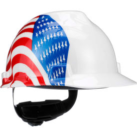 MSA V-Gard American Freedom Series Slotted Protective Cap, Dual American Flag