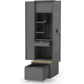 Patriot Framed Duty Locker with Top Shelf and Partition, 24"W x 24"D x 90"H, Gray, All-Welded