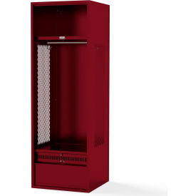 24"W x 18"D x 76"H Framed Stadium Locker with Shelf & Footlocker, Red, All-Welded
