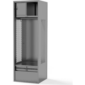 Framed Vented Stadium Locker, Security Box, Footlocker, 24"Wx18"Dx78"H, Gray, All-Welded