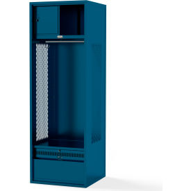 Framed Vented Stadium Locker, Security Box, Footlocker, 18"Wx18"Dx72"H, Blue,Unassembled