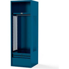 Framed Vented Stadium Locker with Shelf and Footlocker, 21"W x 21"D x 76"H, Blue, All-Welded