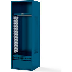 Framed Vented Stadium Locker with Shelf and Footlocker, 24"W x 24"D x 76"H, Blue, All-Welded
