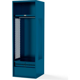 Framed Stadium Locker w/ Shelf & Footlocker, 24"W x 18"D x 72"H, Blue, Unassembled