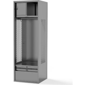 Framed Vented Stadium Locker, Security Box, Footlocker, 18"Wx18"Dx72"H, Gray, All-Welded