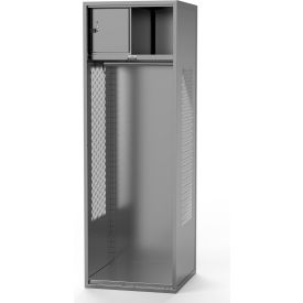 Framed Vented Stadium Locker with Shelf & Security Box, 24"Wx21"Dx78"H, Gray, All-Welded